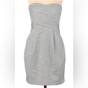 Club Monaco Strapless White Polka Dot Mini